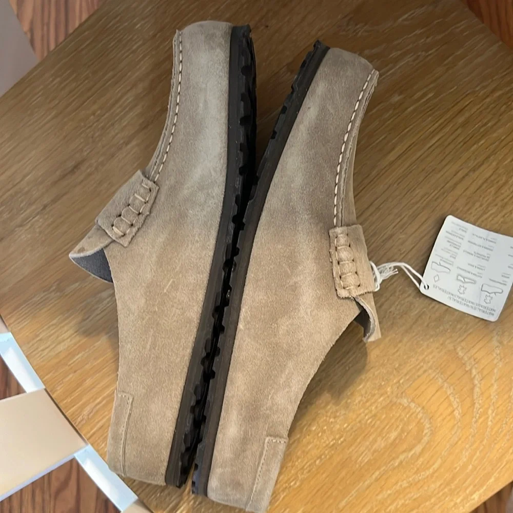 Birkenstock Suede Penny Loafers in Beige